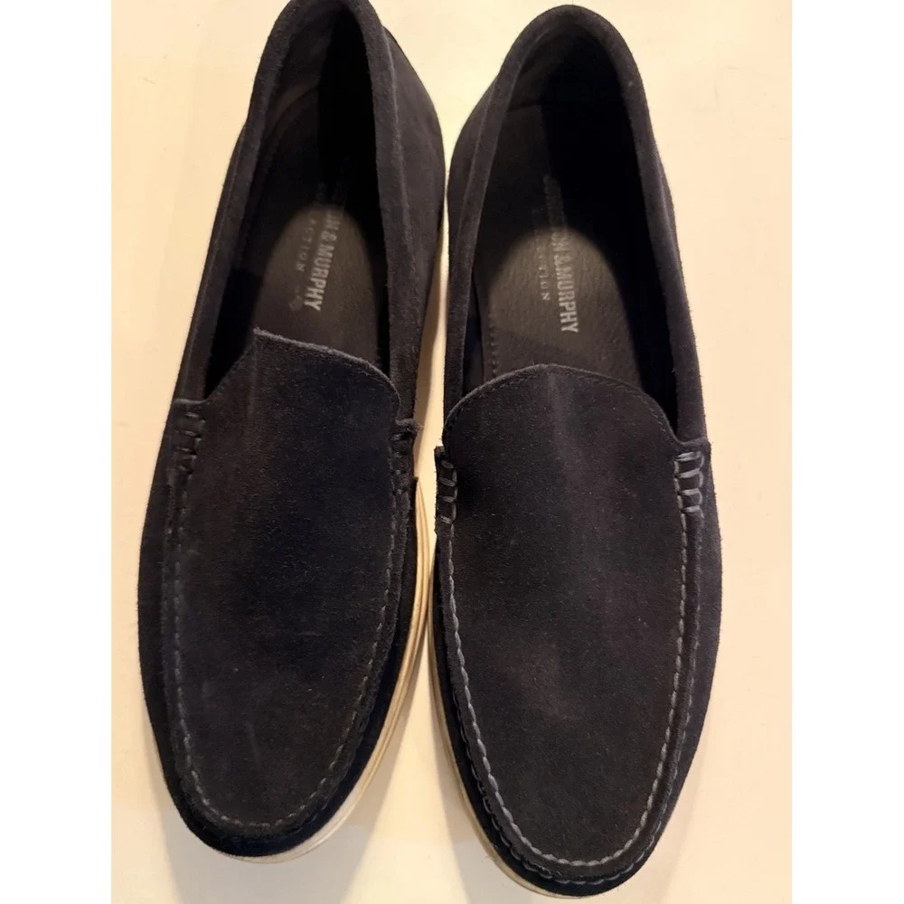 Johnston And Murphy‎ 245719 Marlow Venetian Navy Suede Slip On Loafers Sz-9.5